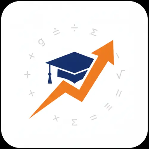 Professional minimalist icon for TSIA2 Math Score Predictor tool featuring growth arrow and graduation cap.